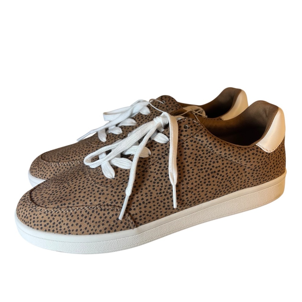 Old Navy Brown Animal Print Fashion Sneakers Flat Canvas Shoes Women 10 NEW